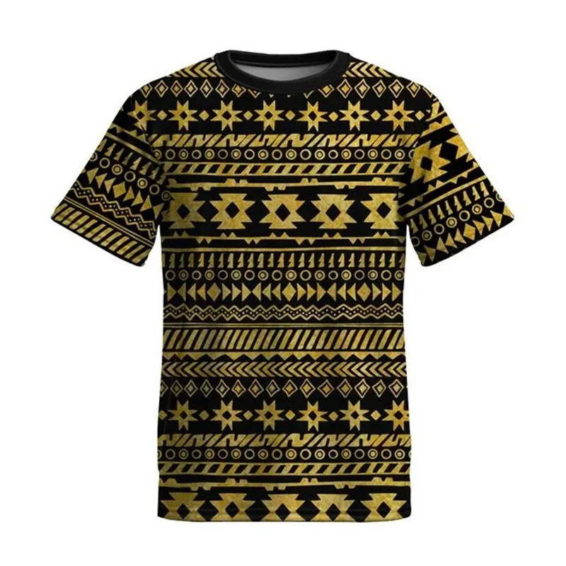 African Tribal Men and Women Ethnic Style Travel Comfort 3D Printed Short Sleeve 2024 Men's Sport Breathable Summer Wear