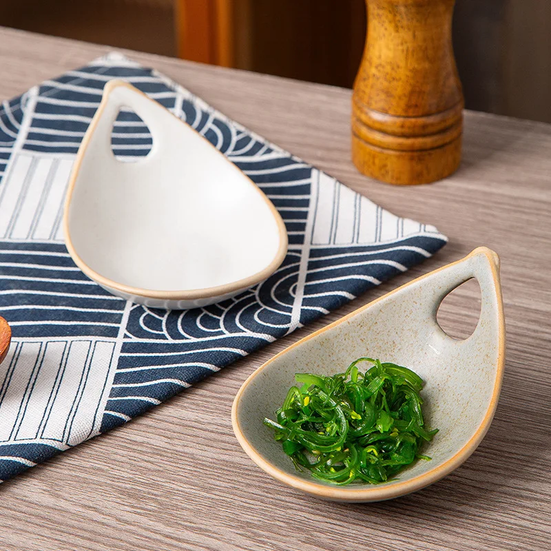 

Винтажная керамическая тарелка для соуса с одной ручкой для суши, закусок, домашнего ресторана