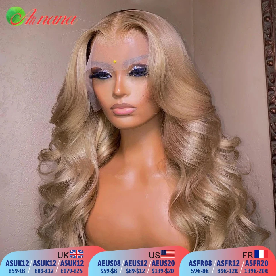 Light Ash Blonde Colored 13x4 Lace Front Wig Pre-Plucked Body Wave Style Honey Blonde 5x5 Lace Closure Wig Human Hair For Women