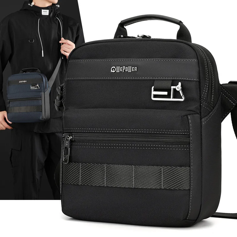 Waterproof nylon cloth men's diagonal cross bag commuter handheld flat storage vertical large capacity travel shoulder bag