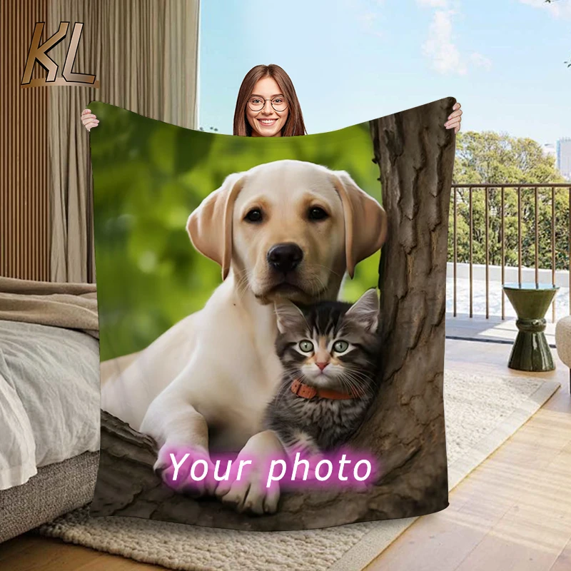 Custom Flannel Throw Blanket Personalized Photo Fleece Blanket Sofa Gift Customized Text Pictures Sudoku for Pet Friends Family