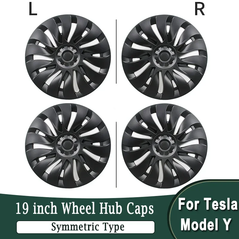 For Tesla Model Y 2018-2023 19 inch Wheel Hub Caps Symmetric Type Decorative Hub Cover Protection Car Exterior Modification Part