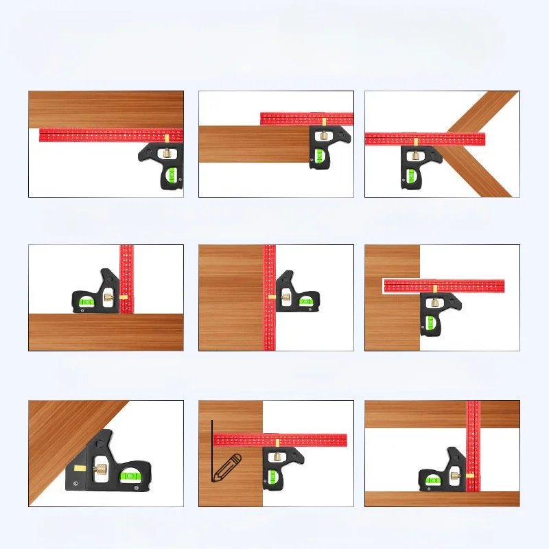 New Woodworking Ruler Gauges High Precision Woodworking Tools Aluminum Alloy Multifunction 30/40cm Combined Movable Angle Ruler