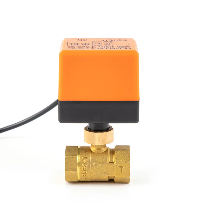Mini Brass 2-Way Motorized Ball Valve 3-Wire 2-Control 2-Wire 1-Control NPT Thread For Fan Coil Unit HVAC Electric Valve