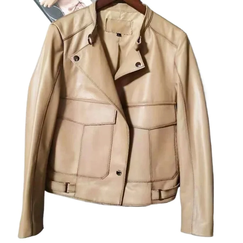 Tajiyane Lente Herfst Echte Leren Jas Vrouwen Korte Vintage Lederen Jassen voor Vrouwen 2023 Pure Schapenvacht Biker Jassen Uitloper
