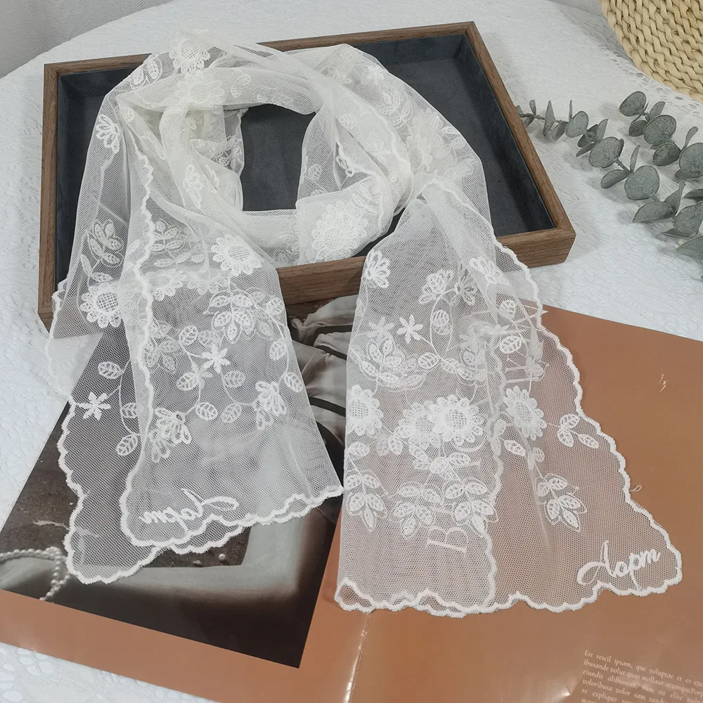 Lace Sunflower Silk Scarf Fairy Temperament Headband Summer Thin Versatile Multi-purpose Lace-up Scarf Ribbon Trend Scarf