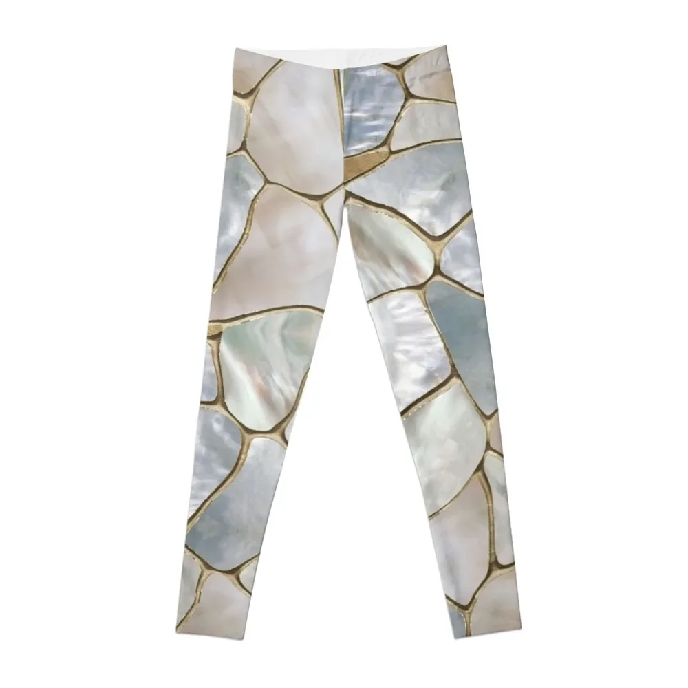 

Mother of pearl and Gold cells abstract Leggings workout clothes for gym's sportswear Womens Leggings