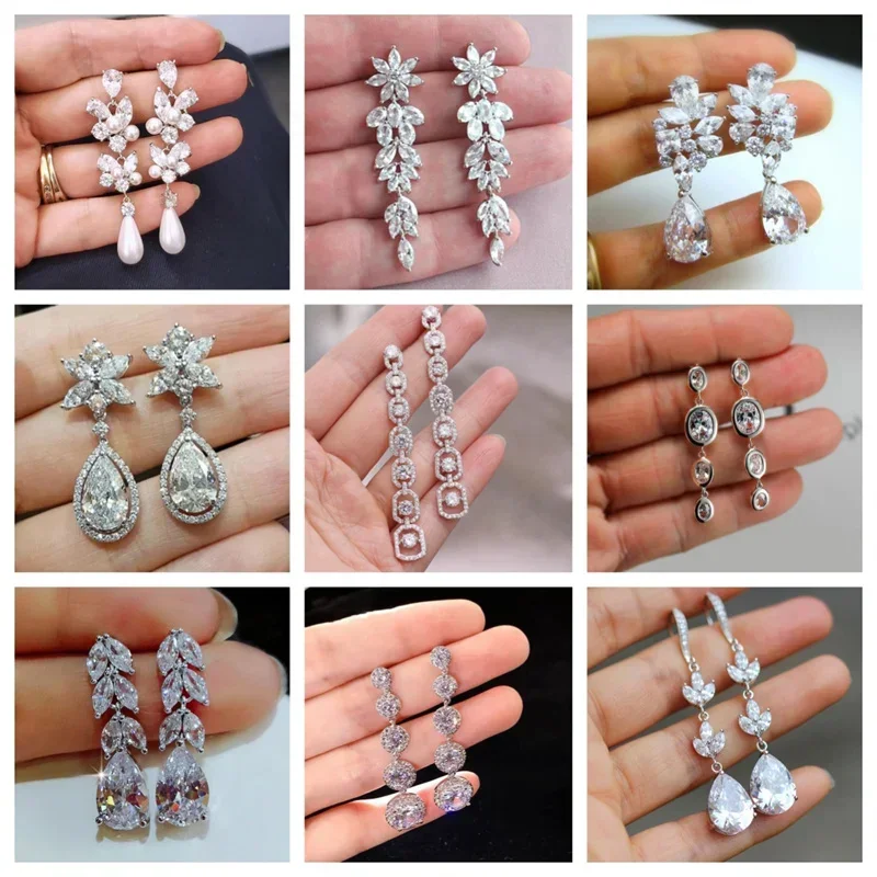 2026 New Super Flash French Long Earrings, Fashionable Bridal  Banquet and Date  Thin Women\'s Earrings