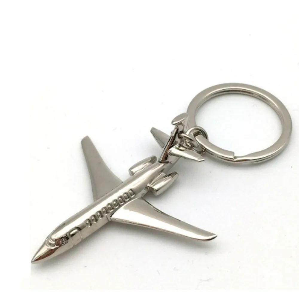 New Metal Aircraft Keychain Black Key Holder Metal Key Rings 3D Model Aviation Key Chain Bag Decoration