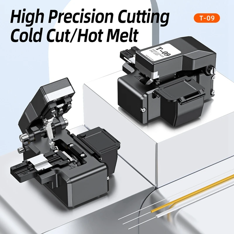 T-09 One-Step Fully Automatic Fiber Optic Cleaver+Blade Optical Fiber Fusion Splicer Cutter Cold Cut Hot Melt Blue-BCBW