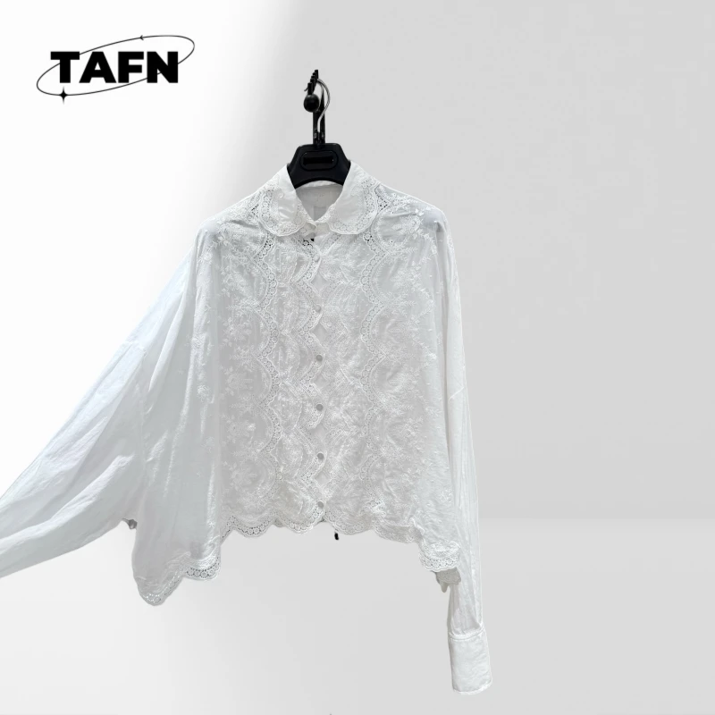 

Women's Solid Color Cotton Shirt Loose Fit Blouse Women’s Vintage Floral Shirt Long Sleeve Loose Top AF3024