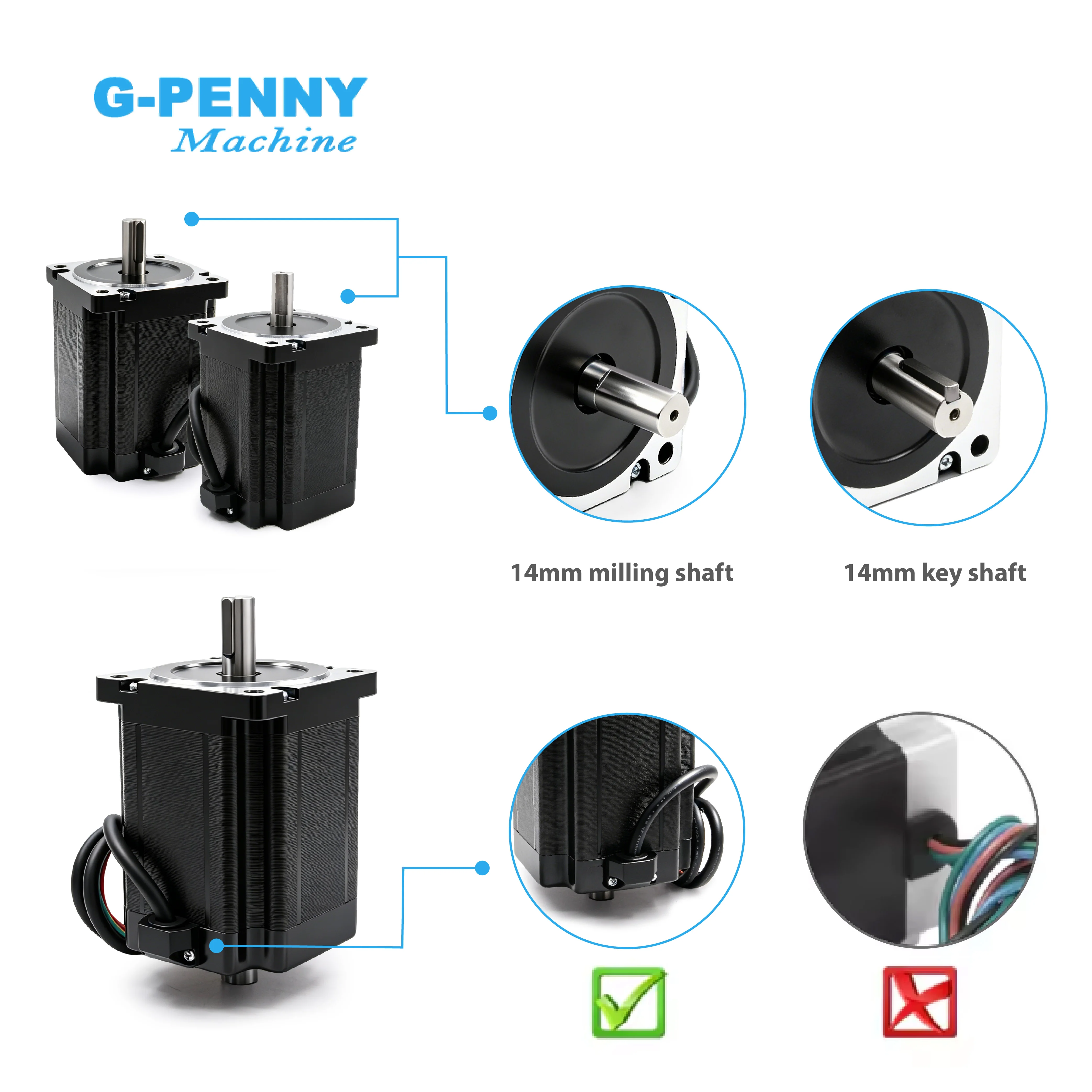 G‑Penny NEMA 34 CNC Stepper Motor 86X114mm 8.7N.m 6A D14mm 1240Oz‑in High Torque Nema34 Stepping Motor For CNC Engraving Machine