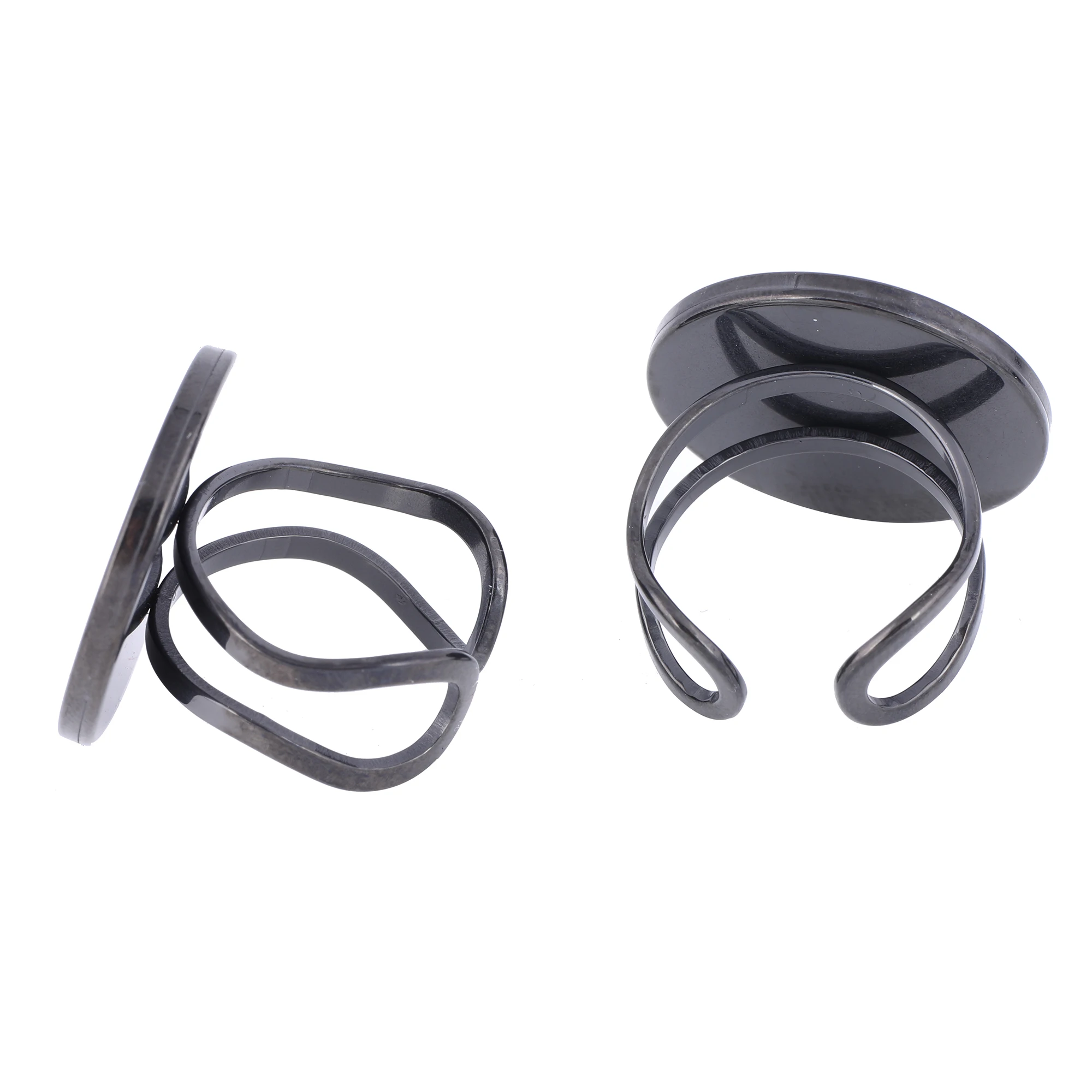 5pcs stainless steel black fit 20mm round cabochon ring base setting blanks diy fingerring bezels for jewelry making