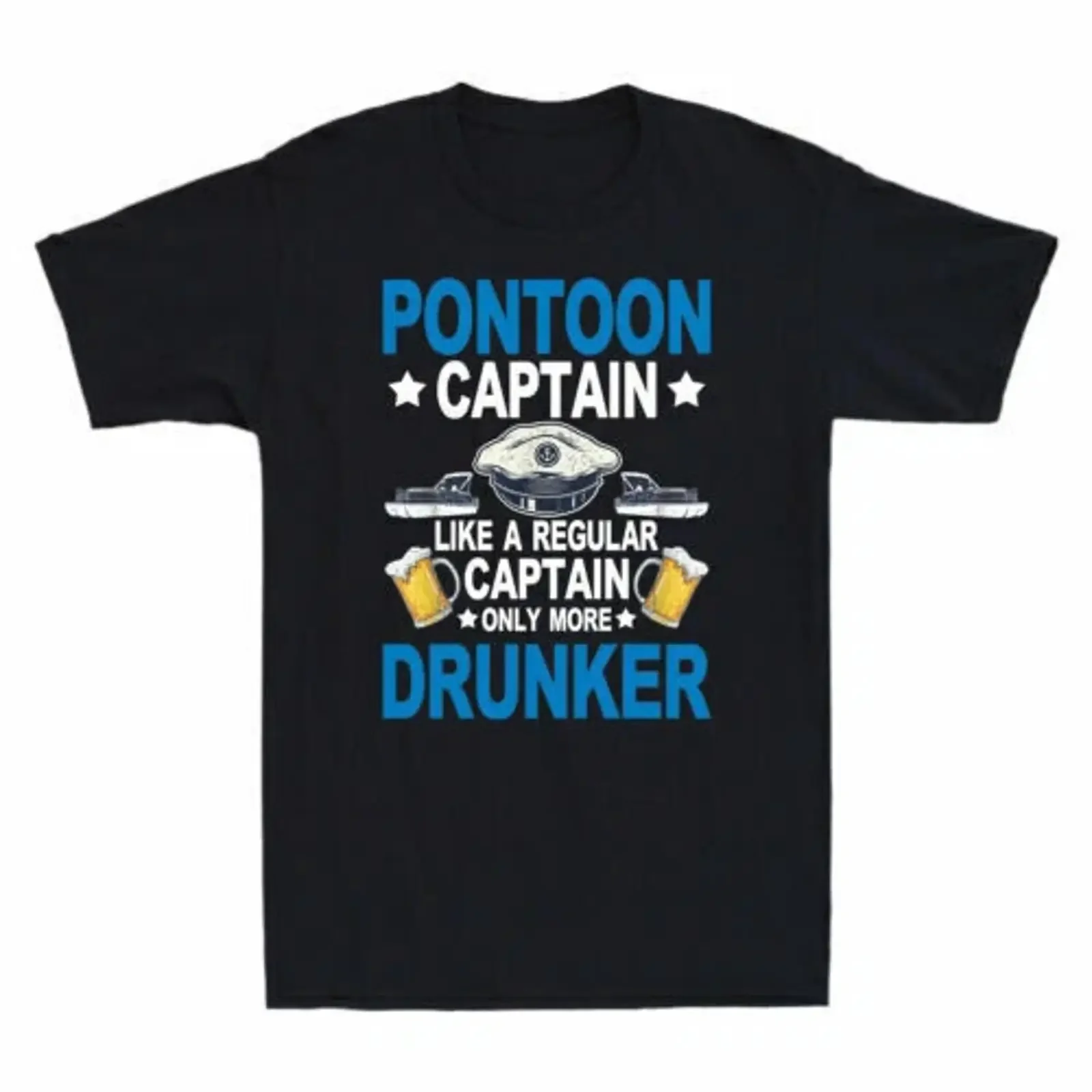 Pontoon Captain Like A Regular But More Drunker Drinking Boat T Shirt vintage Washed fashion Casual Unisex designer clothes