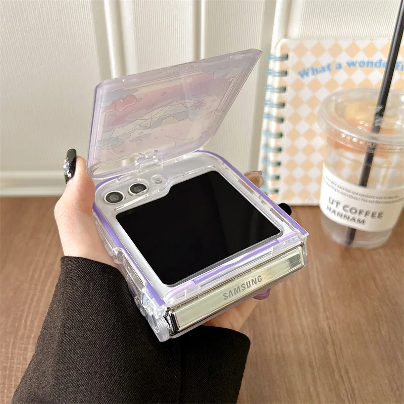 เคสโทรศัพท์ลงเรือกระดาษแบบมีเอกลักษณ์สำหรับ Samsung Galaxy Z flip 6 5 4 3ฝาหลังป้องกันสำหรับ ZFlip4 ZFlip5 ZFlip6เคสผิวนอก