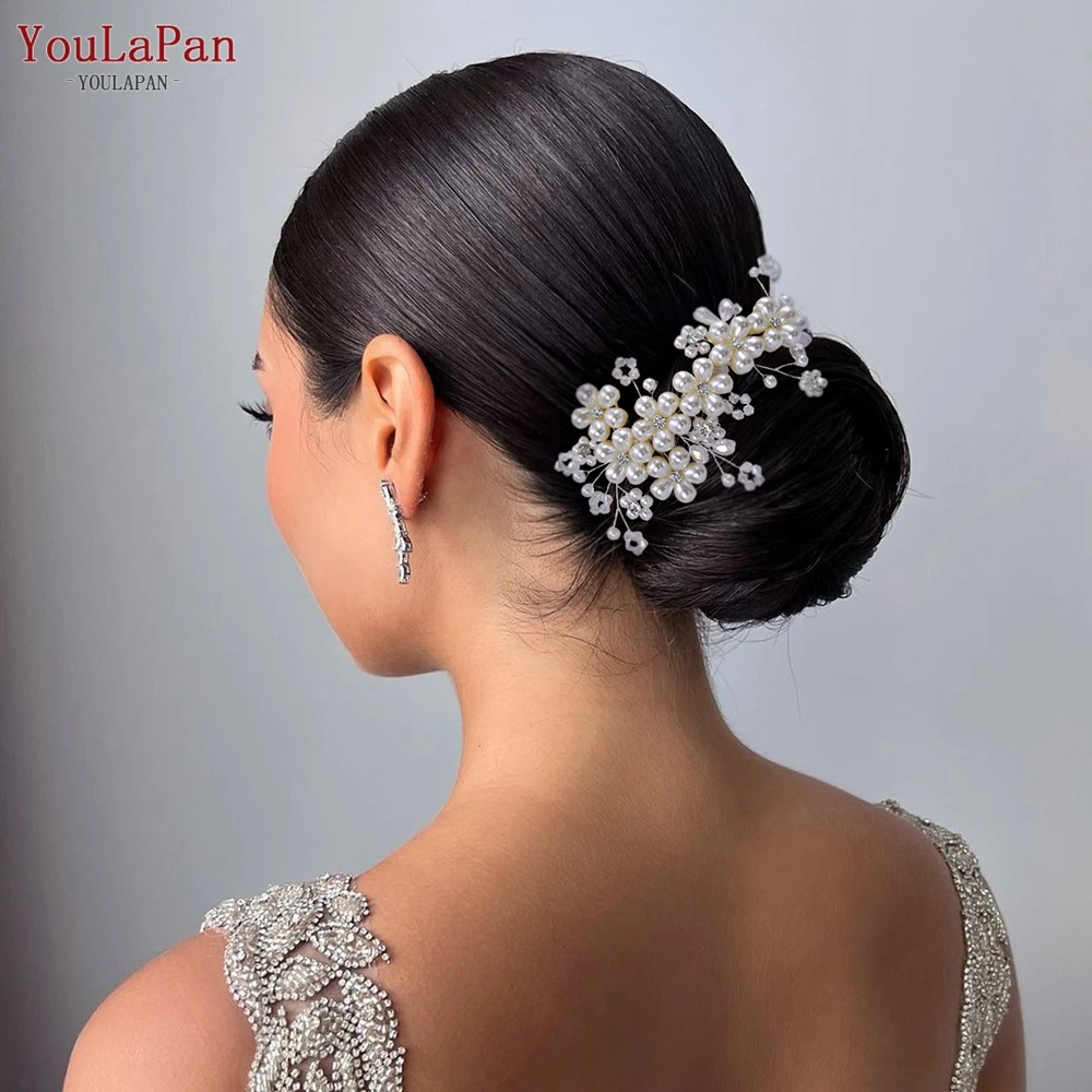 

YouLaPan Wedding Pearl Hair Comb Beaded Headdress Woman Hair Accessories Bridal Hair Ornament Bridesmaid Headwear For Party HP05