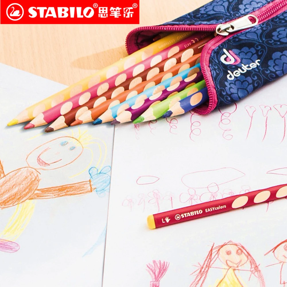 12pcs/set German Stabilo Wooden Colored Pencils 332 Correction Grip Right-handed Writing Cute Children's School Stationery