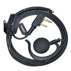 2Pin Swivel Earpiece Walkie Talkie Headset, Adjustable G-Shape Earhook with PTT Mic for Baofeng 888S UV-5R UV-82 Retevis Kenwood