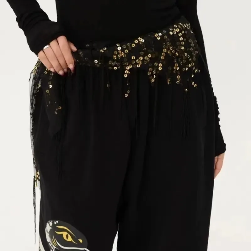 customized jazz street dance waist chain hip scarf accessory sequin triangle scarf tassel waistband waist scarf bellydance belt