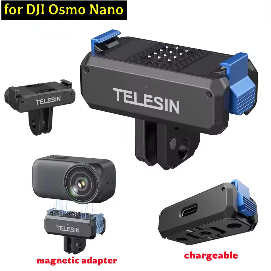 

TELESIN For DJI osmo NANO Fomagnetic adapter Rechargeable quick release adapter Sports Outdoor Hiking for DJI camera accessories
