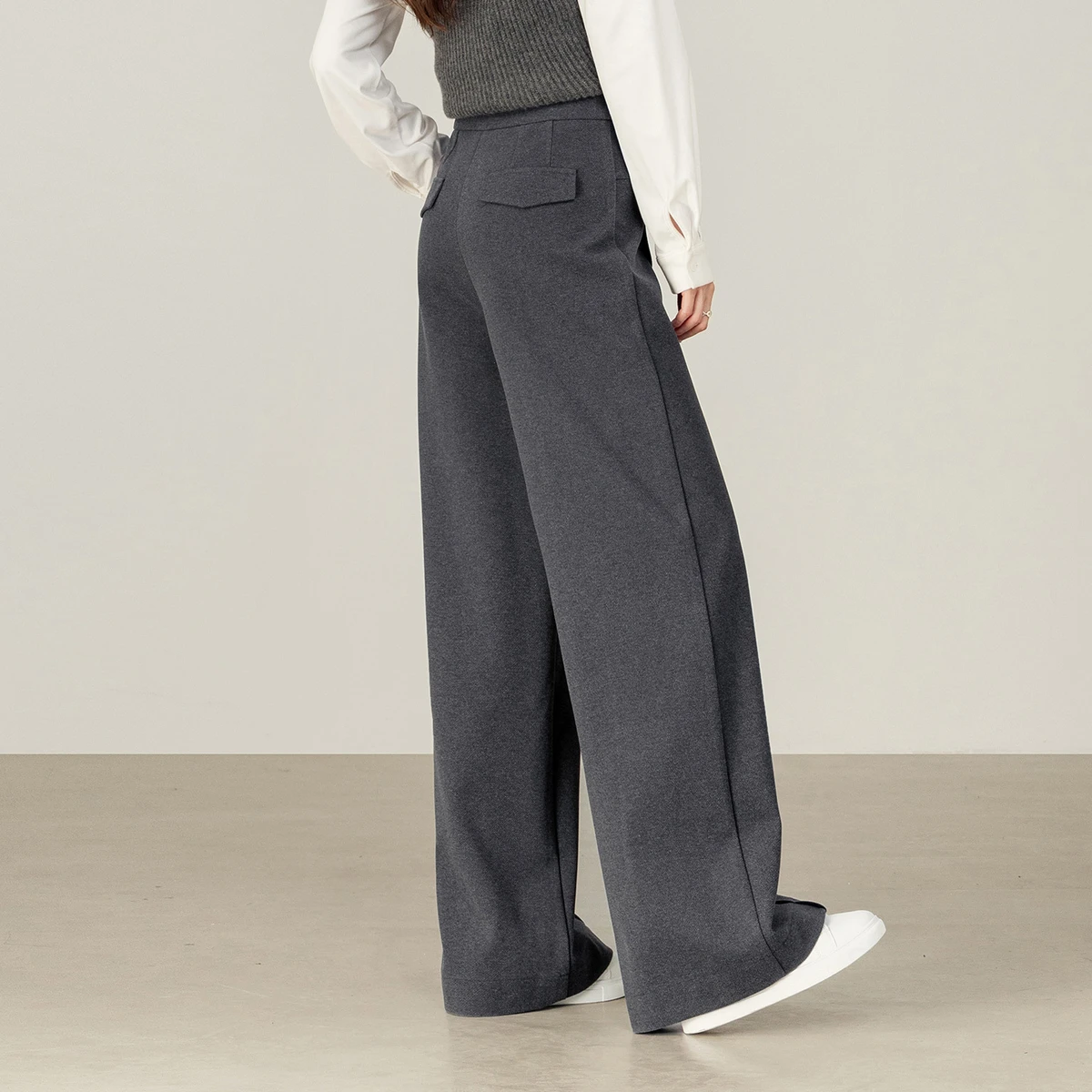 SENTUBILA Women's Wide Leg Trousers 2025 Autumn Loose Fit Slight Strech Zipper Fly Bottoms Soft Comfortable Pants 154KD3106