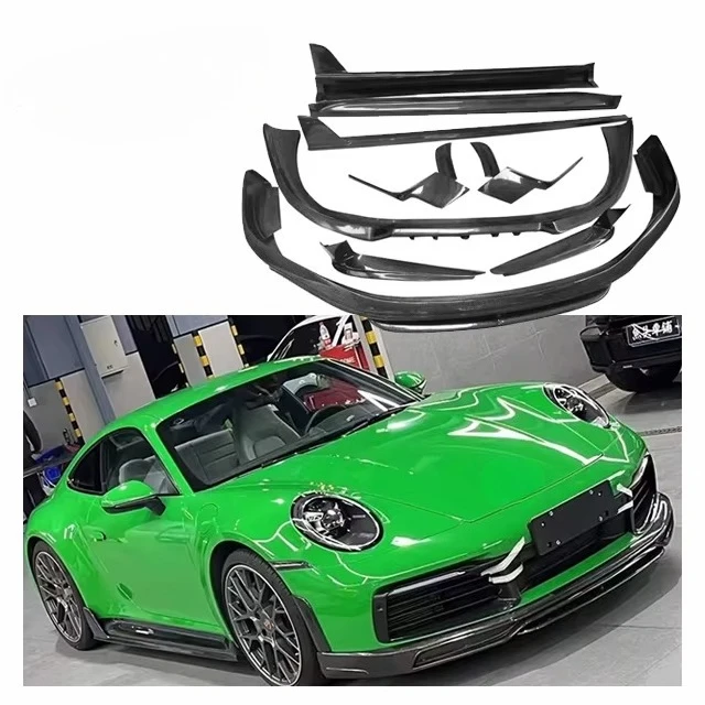 For Porsche Carrera 911 992 Upgrade Techart Carbon Fiber Body Kit Front Lip 992 Front Lip Rear Diffuser Side Skirt
