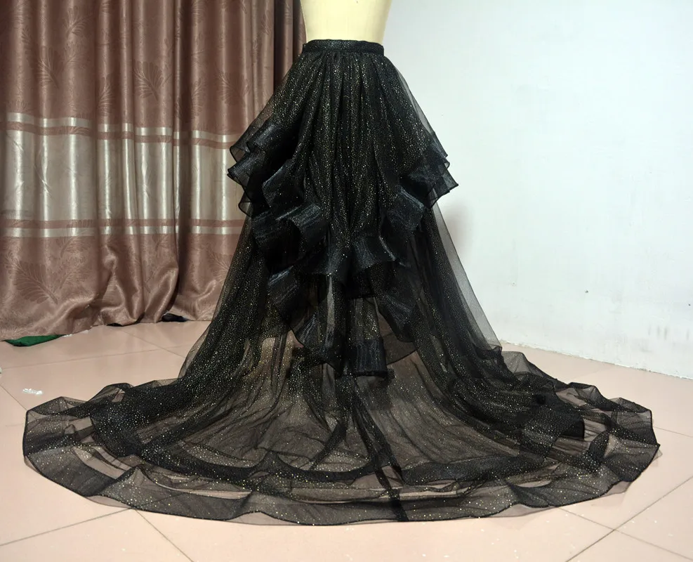 Glittering tulle skirt black detachable skirt Detachable Train wedding skirt tulle skirt detachable train bridal skirt  custom