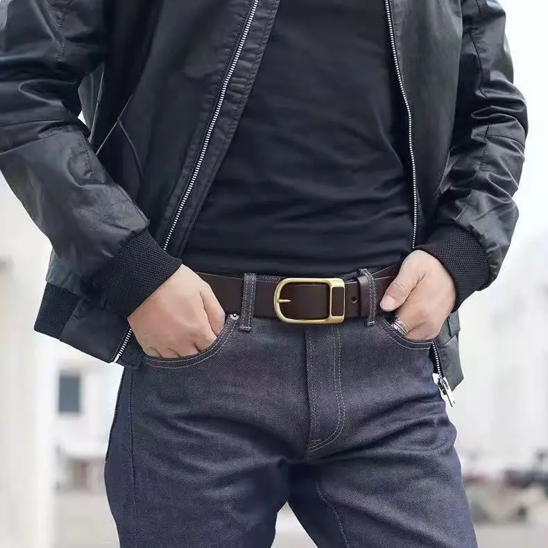 Ceinture en cuir pour hommes, ceinture utilitaire pour jeans, décoration simple et polyvalente, pantalon Fjimbeed décontracté, cadeaux d'affaires masculins, Y2K