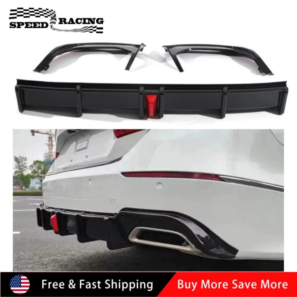 

Высококачественный задний бампер из АБС-пластика, диффузор, спойлер со светодиодной подсветкой для Honda Accord Sedan 2018-2022, 4-дверный черный