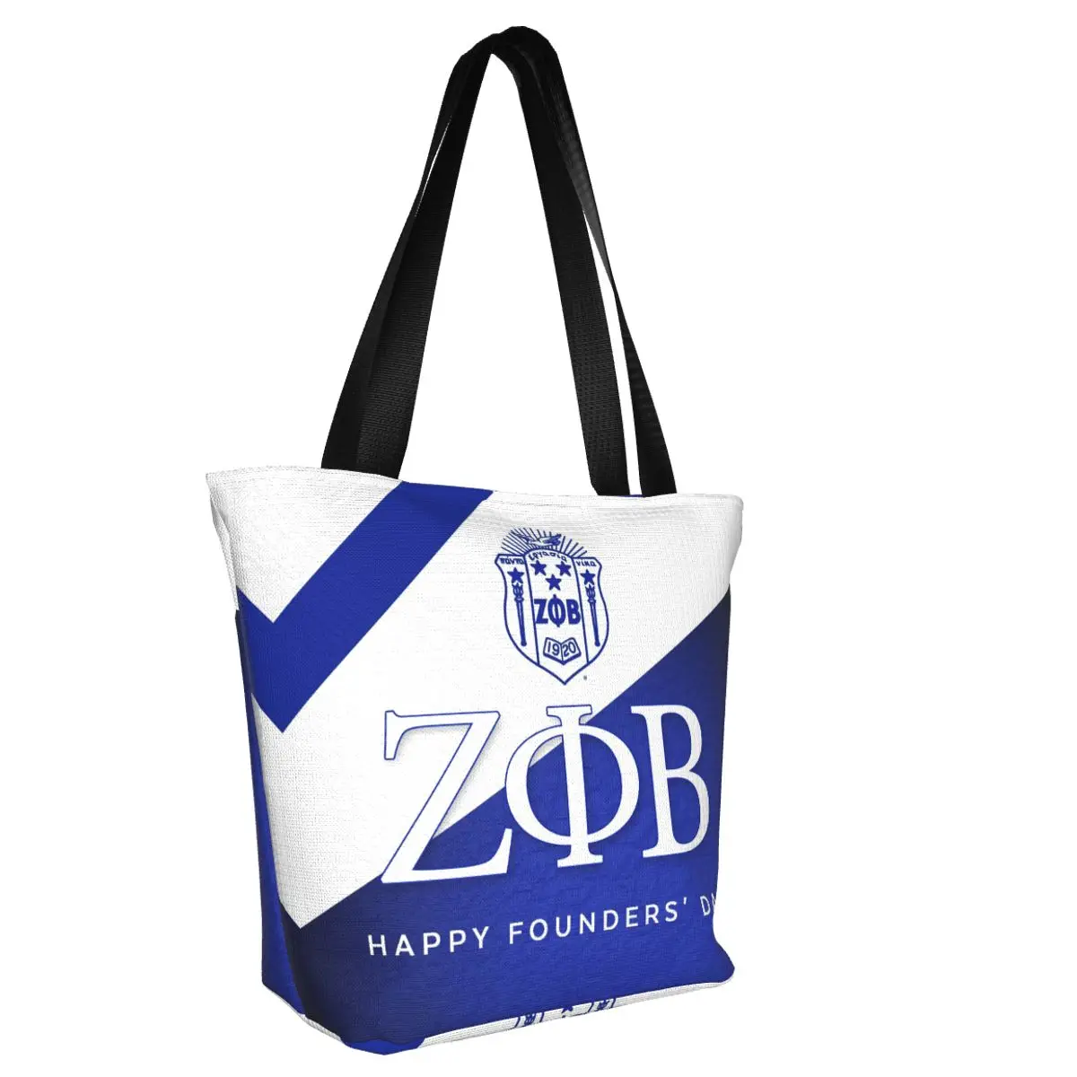 Zeta Phi Beta Greek Letter 1920 Groceries Tote Shopping Bags Fashion ZOB Canvas Shoulder Shopper Bags Large Capacity Handbags