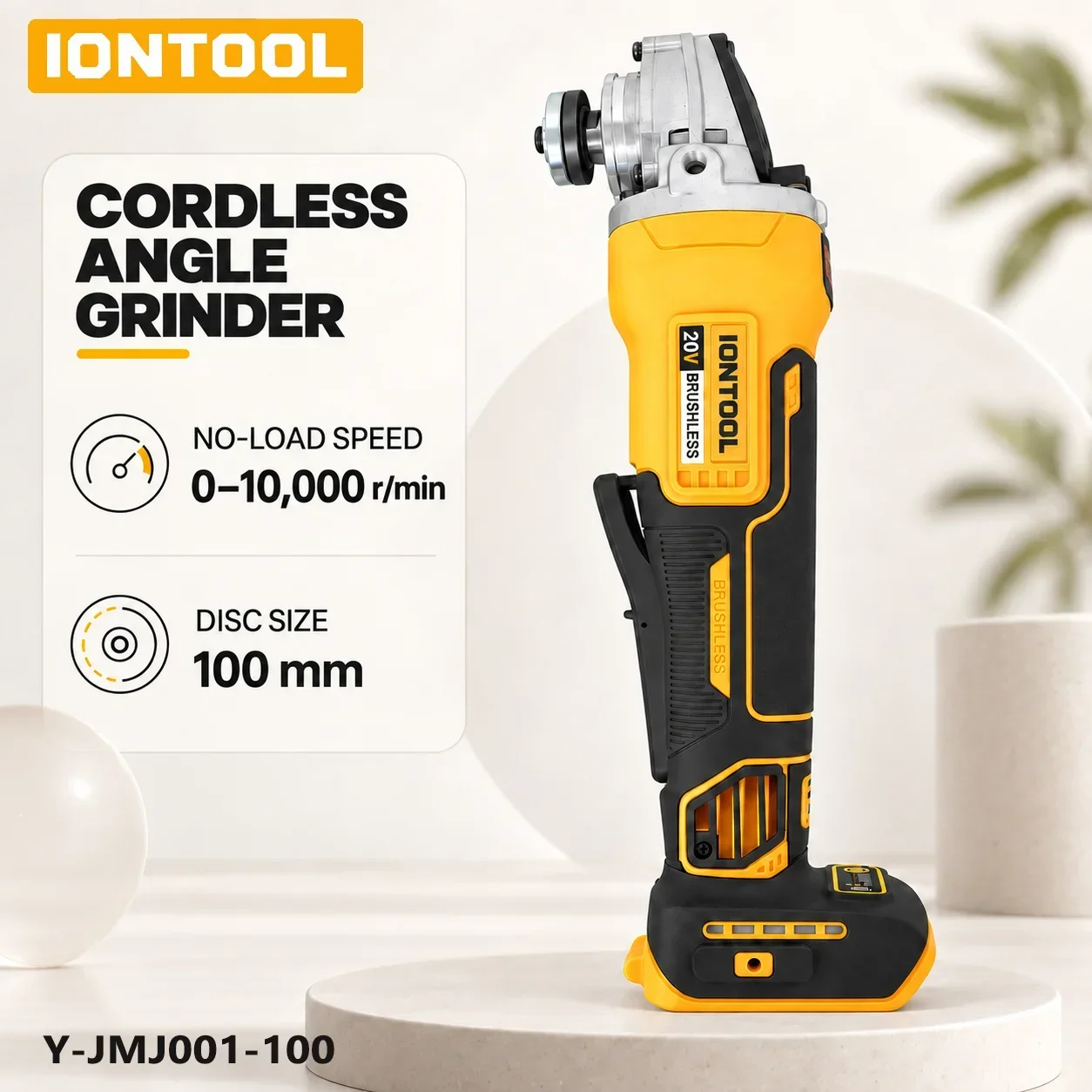 IONTOOL 10000RPM High Speed Brushless Cordless Angle Grinder 100mm for DIY Wood Sanding and Paint Removal Home Tool
