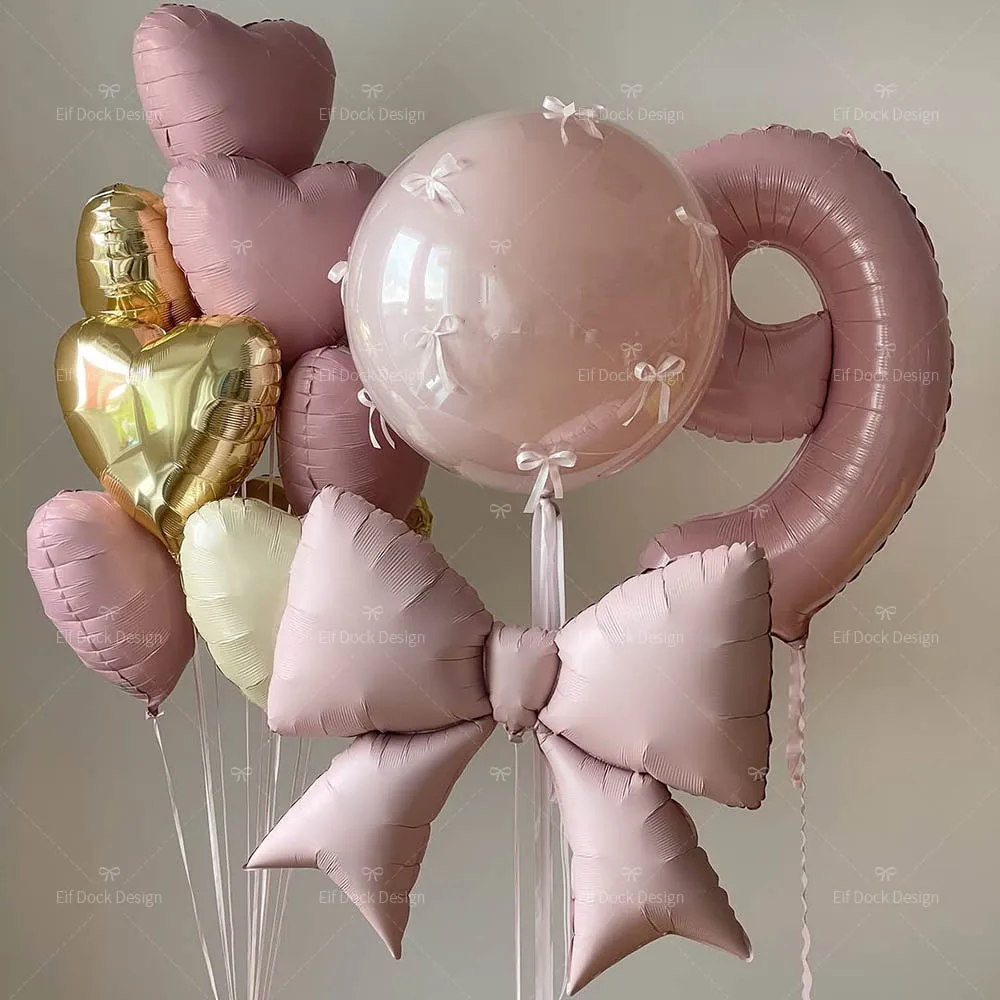 13 قطعة القوس الوردي كريم القلب بالونات الوردي عدد 1-9 احباط بالون للفتيات حفلة عيد ميلاد الزفاف المشاركة هدايا المناسبات