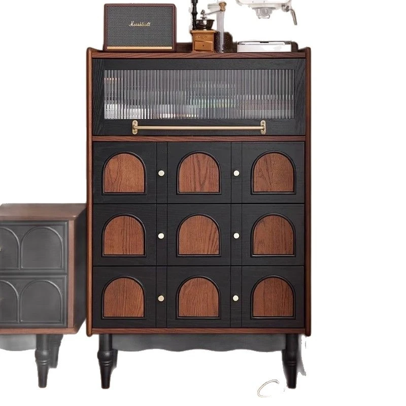 

Solid wood bucket cabinet, living room against the wall, next to the TV cabinet, color matching side cabinet