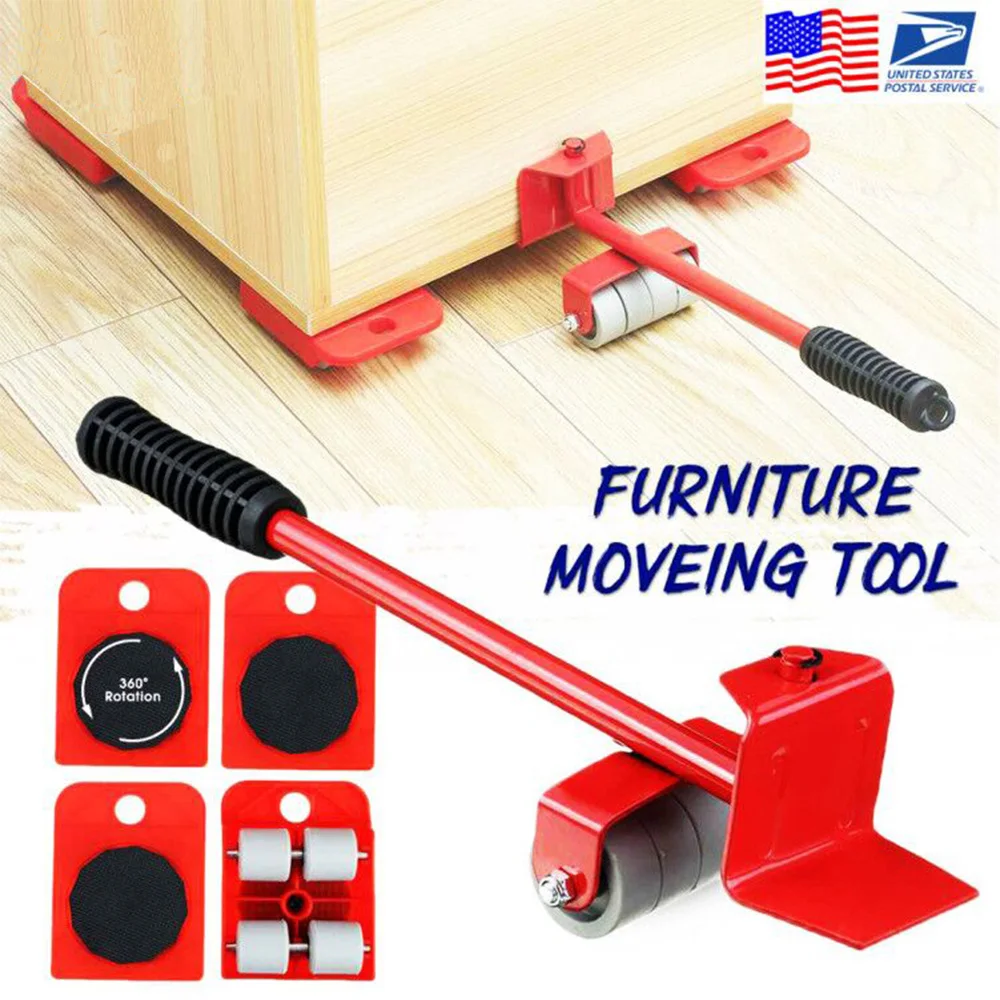 ZK50 Dropshipping Home Furnitures Mover Accessories Heavy Object Hand Tool Set Roller Transport for Sofa Bed Cabinet Wheel Bar