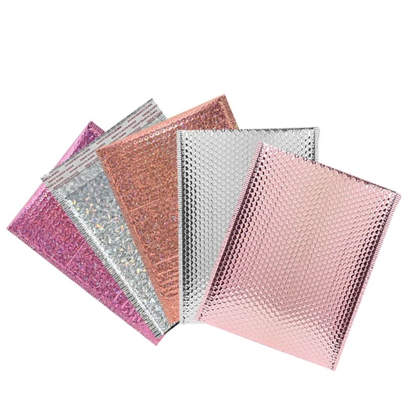 50pcs Rose Gold Poly Bubble Mailer Envelopes Aluminum Foil Padded Envelopes Self Seal Bubble Shipping Mailer Bags