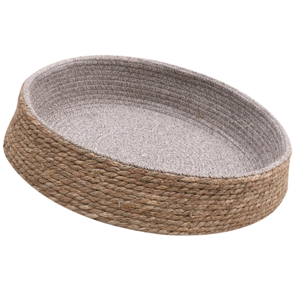 

Wicker Rattan Pet Bed Small Shallow Brown Round Dog Cat Nest Hand Woven Comfortable Warm Lightweight Pet Sleeping House