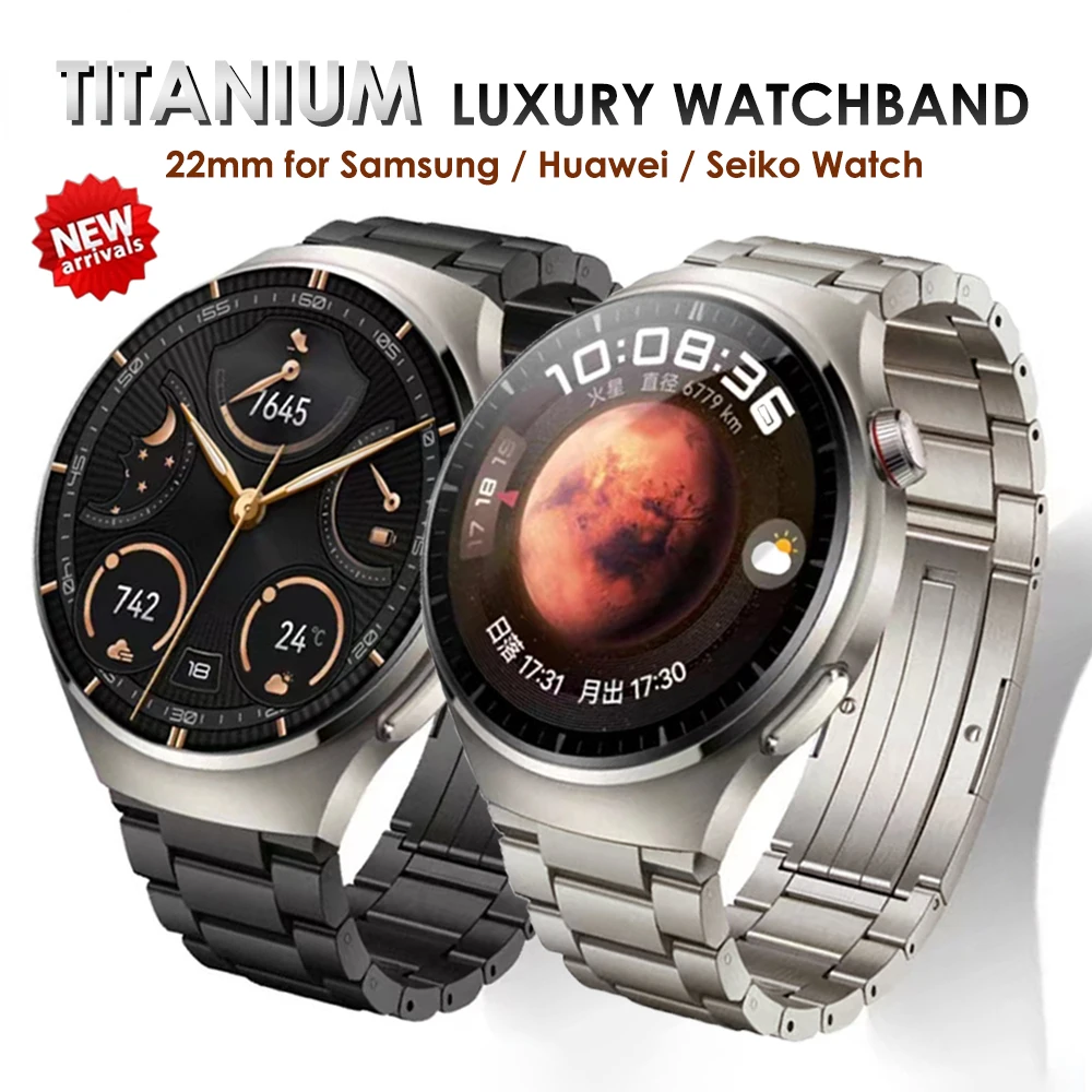 Titanium Band For Huawei Watch 4 Pro GT 2 3 Pro 46mm Ultimate 22mm Strap For Samsung Galaxy Watch3 45mm Gear S3 Luxury Bracelet