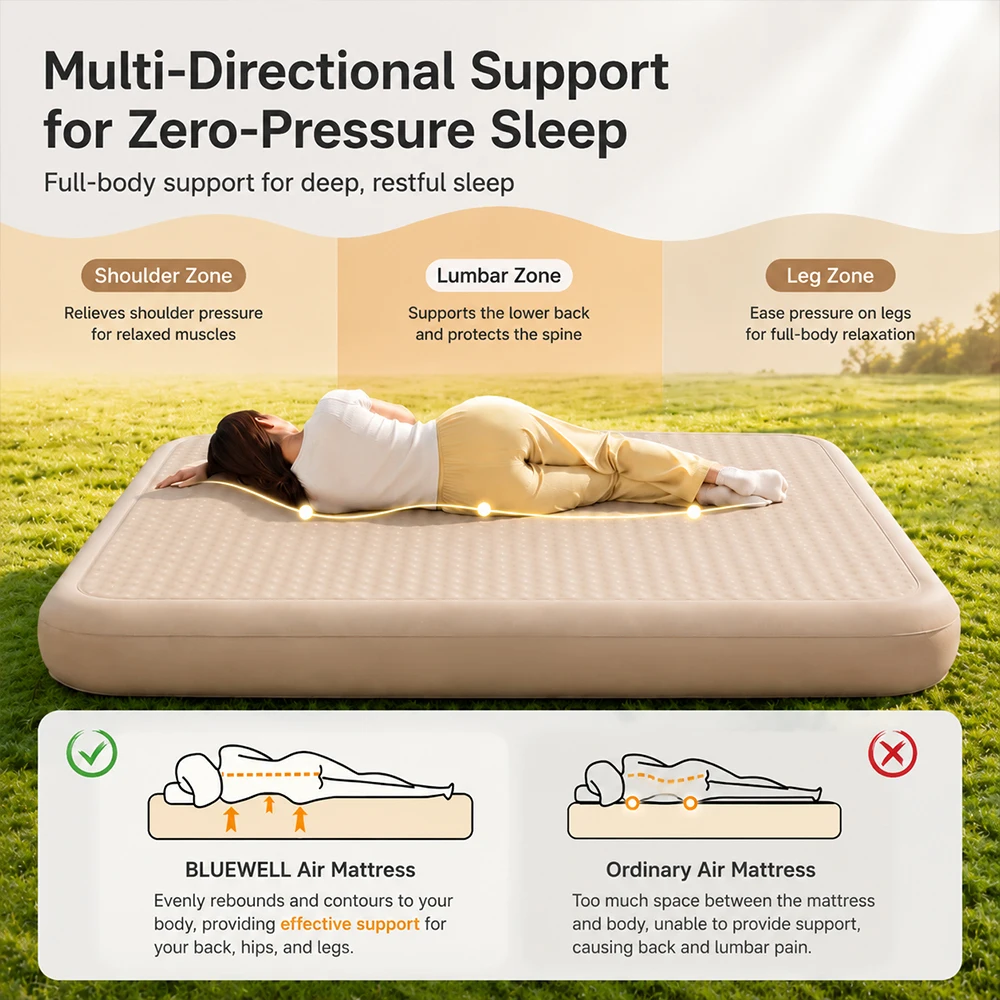 SONUTO Drop Stitch Air Mattress with Built-in Pump Portable Blow Up Bed Heavy Duty Inflatable Sleeping Pad for Camping view 6