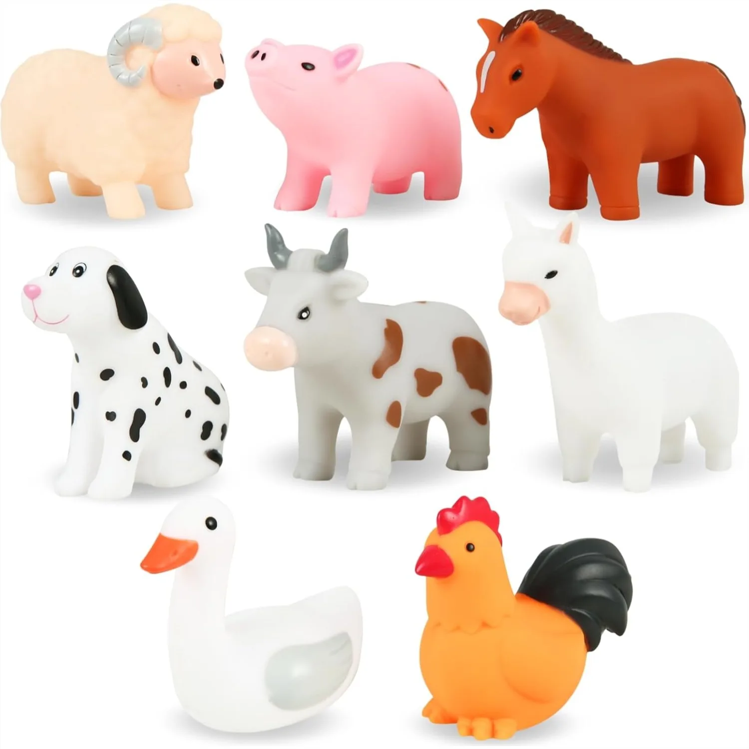 

No Hole Bath Toys for Infants 6-12 & Toddlers 1-3, 8 Pcs Animal Bathtub Toys with Mesh Bag, BPA Free