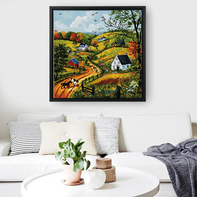 

Cross Stitch Kit 14CT/16CT/11CT Handmade Embroidery Set Home Decoration Christmas Gift Joy Sunday Embroidery Kit Spring Hills