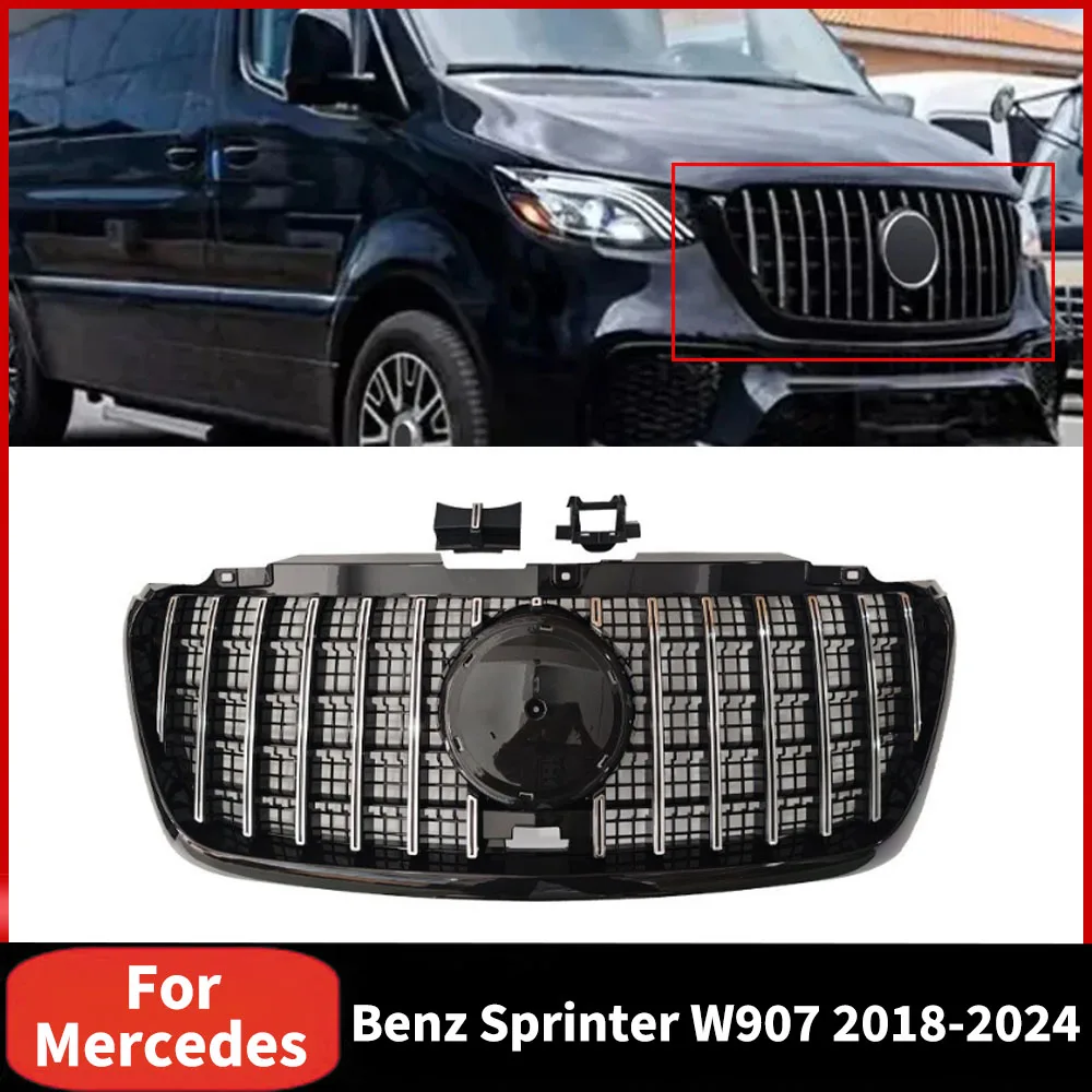 

For Mercedes Benz Sprinter W907 2018-2024 Car Front Bumper Grilles Parts Splitter Air Vent Cover Racing Grills Accessories