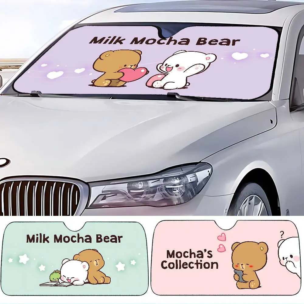 Cartoon M-Milk And M-Mocha Car SunShade Car Sunshade Covers Cover Universal Windscreen Folding Visor - view 3