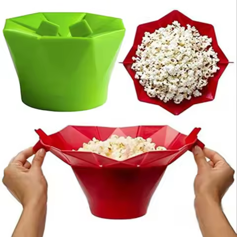 1pcs Foldable Red Silicone Silicone Popcorn High Quality Kitchen Easy Tools DIY Popcorn Bucket Bowl Maker Popcorn Microwave2023