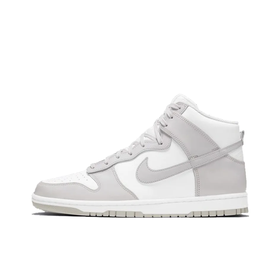 Nike Dunk Retro 'Vast Grey' Leather Fashion Trend High top Skateboard Shoes Men's Gray White DD1399-100