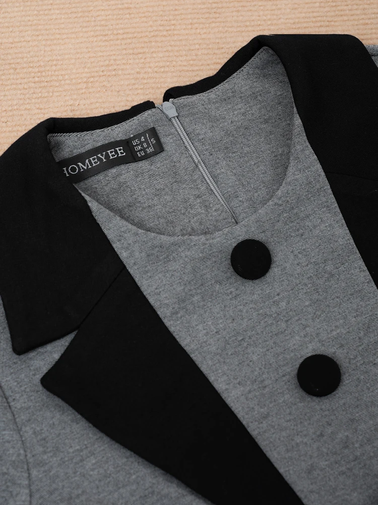 Nice-forever automne femmes Vintage contraste couleur Patchwork robes de travail bureau d'affaires élégant moulante robe fourreau B1084