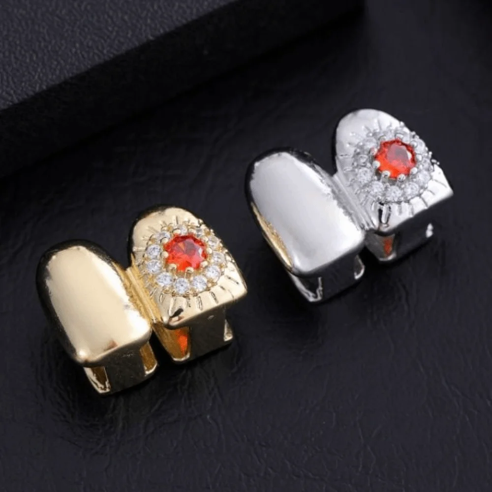Gift Removable Hiphop Teeth Grillz Punk Flower Design Dental Grills Funny Gold Silver Color Rhinestone Tooth Caps Rapper
