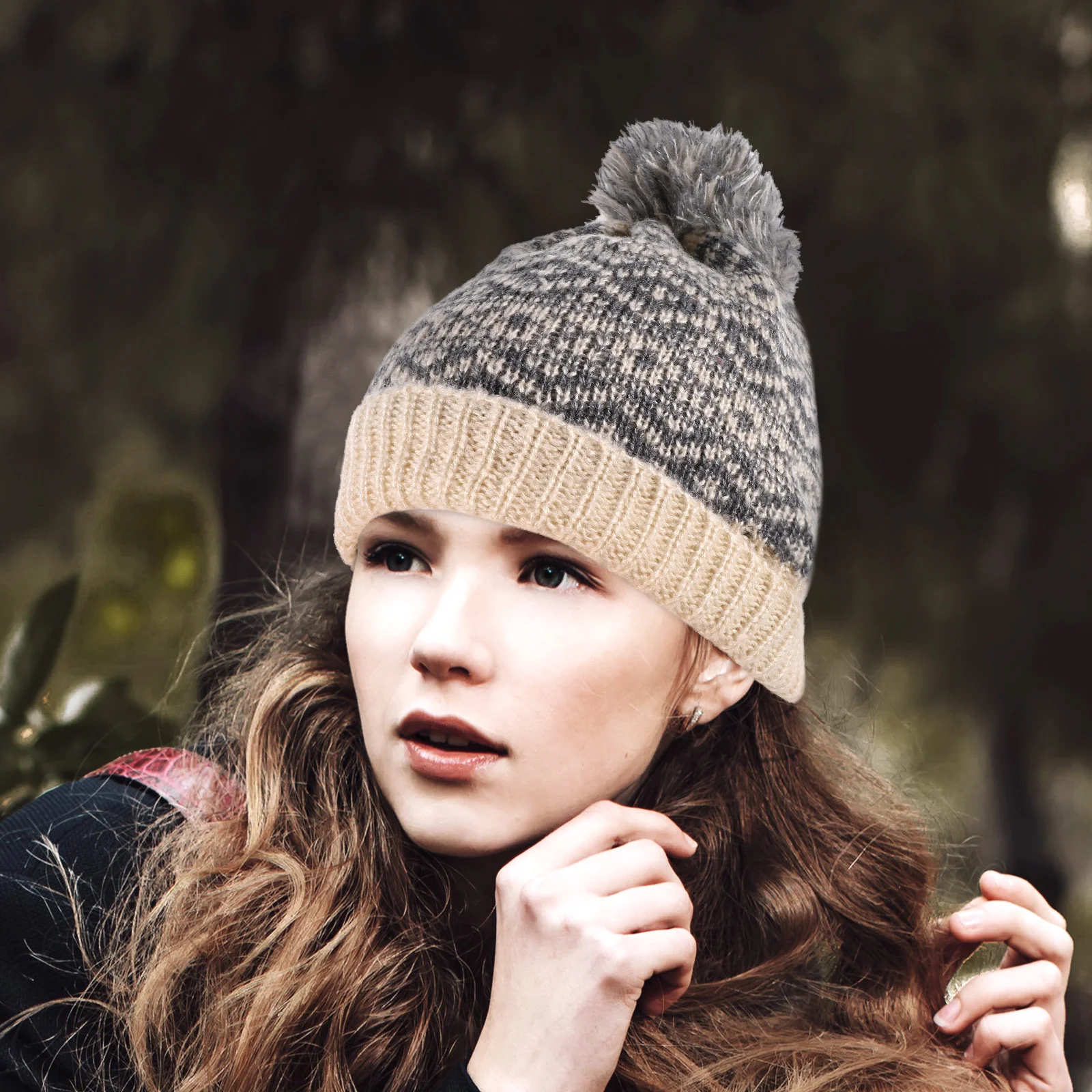 

Winter Warm Ear Protection Knitted Caps Women Beanie Hats for Outdoor Activities Winter Hat Thermal Woolen Hat