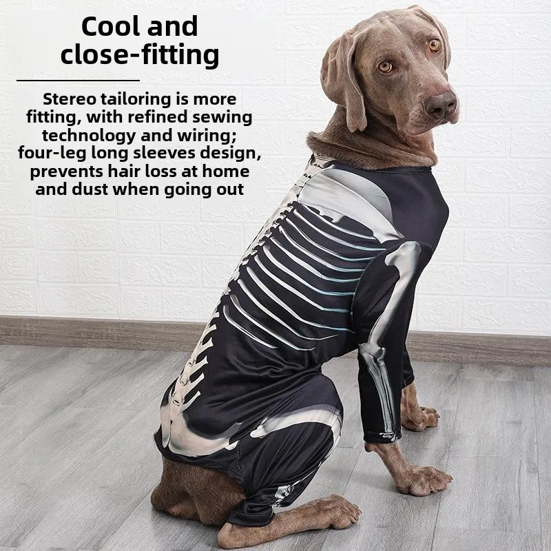 

Eco-friendly Pet Halloween Winter Costumes with Skeleton Print Classic Design Cool Big Dog Coats in Polyester Material