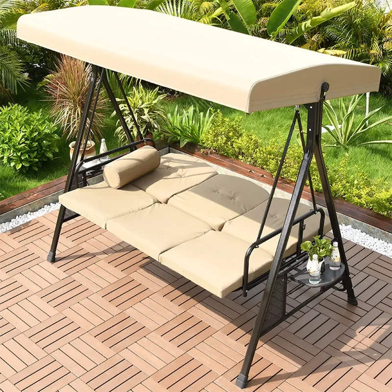Outdoor Swing Hanging Chair Rattan Double Triple Rocking Chair for Balcony Garden Home Lazy Cradle Seat Furniture