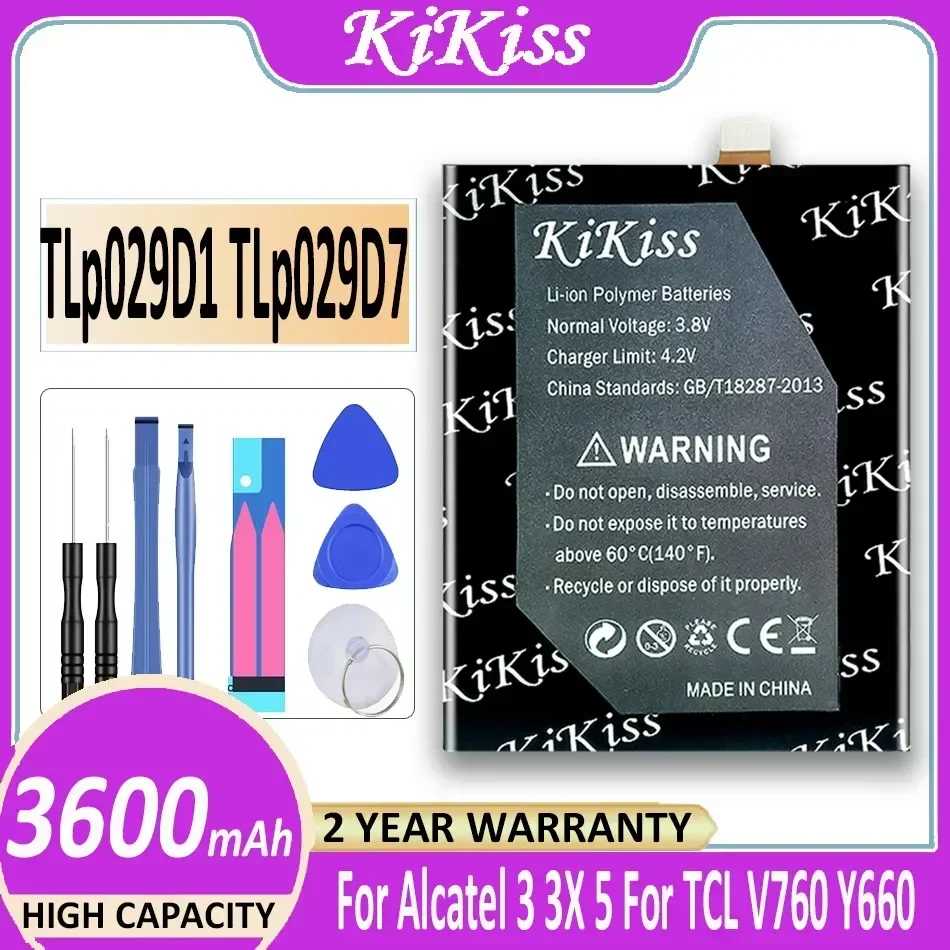 KiKiss 3600mAh TLp029D1 Replacement Battery for Alcatel 3 Alcatel3 For Alcatel 3X/For Alcatel 5 Alcatel5 For TCL V760 Y660